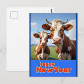 Gelukkig Nieuwjaar koeien Briefkaart (Voorkant / Achterkant)