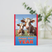 Gelukkig Nieuwjaar koeien Briefkaart (Staand voorkant)