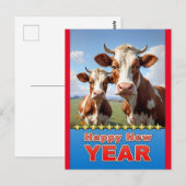 Gelukkig Nieuwjaar koeien Briefkaart (Voorkant / Achterkant)