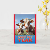 gelukkig nieuwjaar koeien kaart (Gele Bloem)