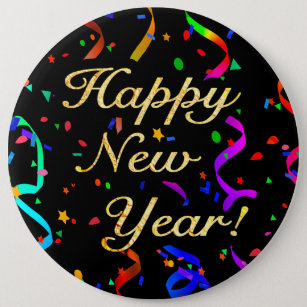 "Gelukkig nieuwjaar!" kolossale 6-inch knop Ronde Button 6,0 Cm