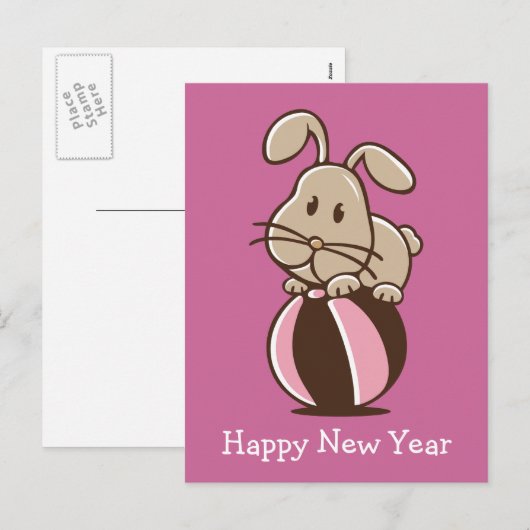 Gelukkig Nieuwjaar Konijn Kaart (Voorkant / Achterkant)