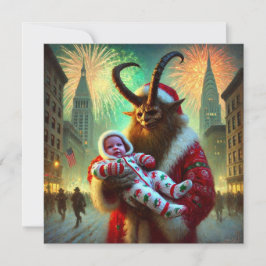 Gelukkig Nieuwjaar Krampus Feestdagenkaart