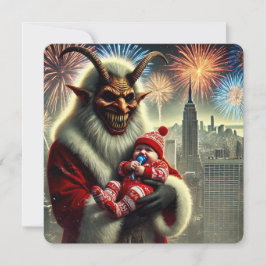 Gelukkig Nieuwjaar Krampus Feestdagenkaart