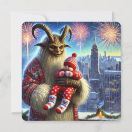 Gelukkig Nieuwjaar Krampus Feestdagenkaart