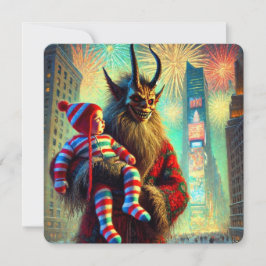 Gelukkig Nieuwjaar Krampus Feestdagenkaart