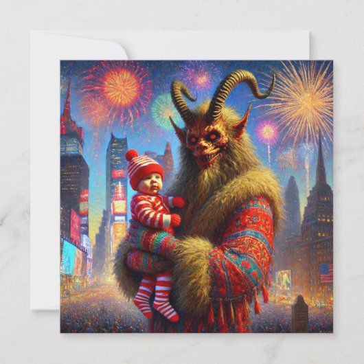 Gelukkig Nieuwjaar Krampus Feestdagenkaart (Voorkant)