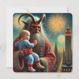 Gelukkig Nieuwjaar Krampus Feestdagenkaart