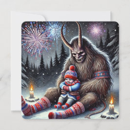Gelukkig Nieuwjaar Krampus Feestdagenkaart