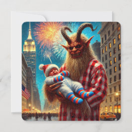 Gelukkig Nieuwjaar Krampus Feestdagenkaart