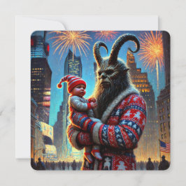 Gelukkig Nieuwjaar Krampus Feestdagenkaart