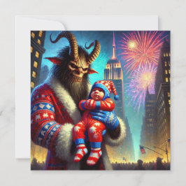 Gelukkig Nieuwjaar Krampus Feestdagenkaart