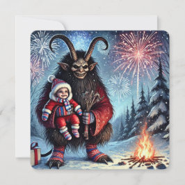 Gelukkig Nieuwjaar Krampus Feestdagenkaart