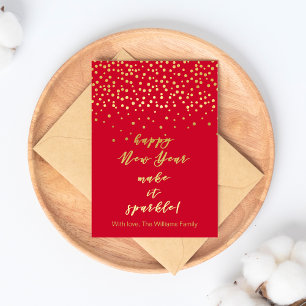 Gelukkig Nieuwjaar, laat het schitteren! Gouden Sp Briefkaart