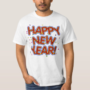 Gelukkig Nieuwjaar - Leuke Rode Tekst Met Confetti T-shirt