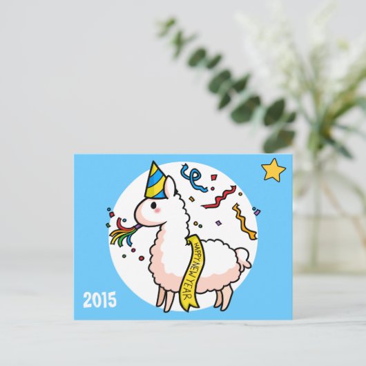 Gelukkig nieuwjaar Llama Feestdagenkaart (Staand voorkant)
