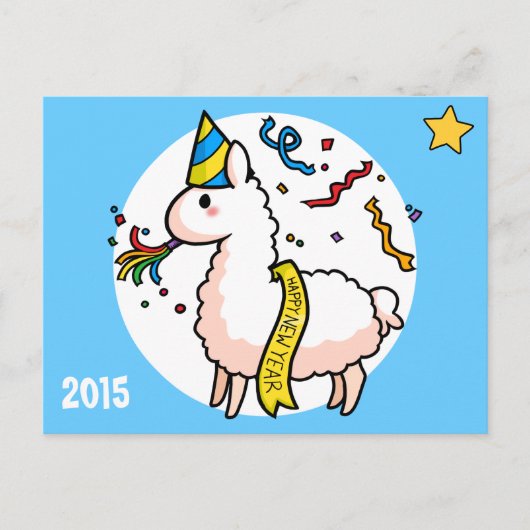 Gelukkig nieuwjaar Llama Feestdagenkaart (Voorkant)