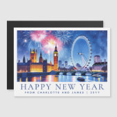 Gelukkig Nieuwjaar Londen Vuurwerk Magnetische Kaa (Voorkant / Achterkant)