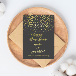 Gelukkig Nieuwjaar, maak het gladjes! Goudsparken Briefkaart