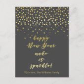 Gelukkig Nieuwjaar, maak het gladjes! Goudsparken Briefkaart (Voorkant)