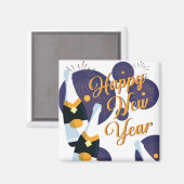 Gelukkig nieuwjaar magneet (Voorkant / Achterkant)