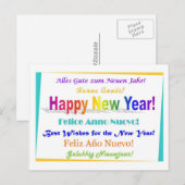 Gelukkig Nieuwjaar - meertalig Feestdagenkaart (Voorkant / Achterkant)