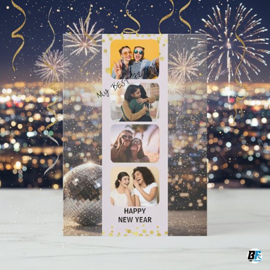 Gelukkig Nieuwjaar Met BFF Fotocollage Feestdagenkaart