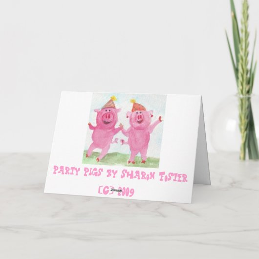 Gelukkig Nieuwjaar met de Varkens van de Partij Feestdagen Kaart (Achterkant)