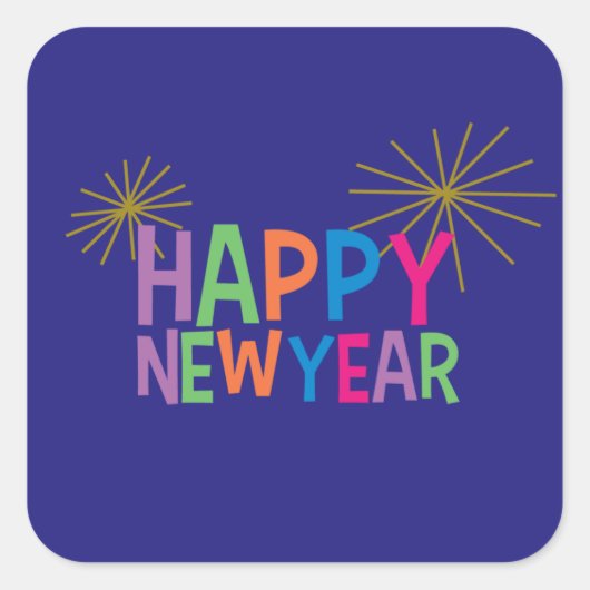 Gelukkig Nieuwjaar met Fireworks Sticker (Voorkant)