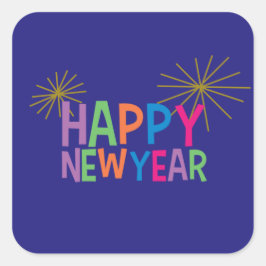 Gelukkig Nieuwjaar met Fireworks Sticker