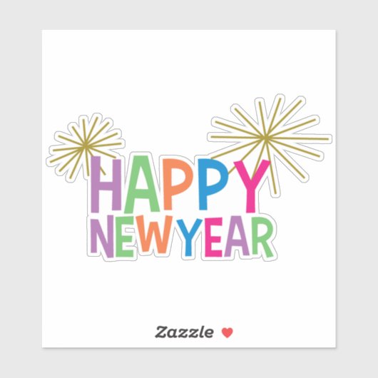 Gelukkig Nieuwjaar met Fireworks Sticker (Vel)