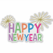 Gelukkig Nieuwjaar met Fireworks Sticker (Voorkant)