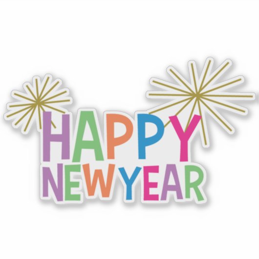 Gelukkig Nieuwjaar met Fireworks Sticker (Voorkant)