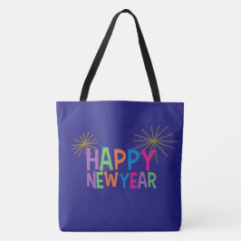 Gelukkig Nieuwjaar met Fireworks Tote Bag