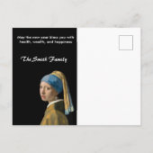 Gelukkig nieuwjaar met Johannes Vermeer Patchwork Briefkaart (Achterkant)