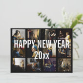 Gelukkig nieuwjaar met Johannes Vermeer Patchwork Feestdagenkaart (Staand voorkant)