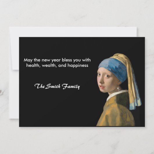 Gelukkig nieuwjaar met Johannes Vermeer Patchwork Feestdagenkaart (Achterkant)