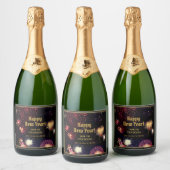 Gelukkig Nieuwjaar met jouw naam Sparkling Wijnetiket (Flessen)