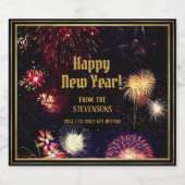 Gelukkig Nieuwjaar met jouw naam Sparkling Wijnetiket (Enkel label)