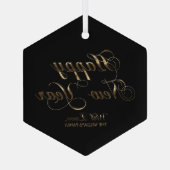 Gelukkig nieuwjaar met liefde Voeg de naam zwart e Glas Ornament (Achterkant)