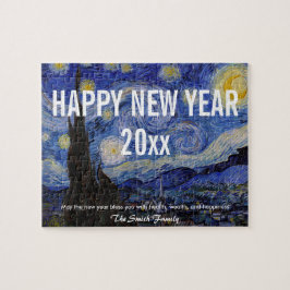 Gelukkig Nieuwjaar met Van Gogh's Sterrennacht Legpuzzel