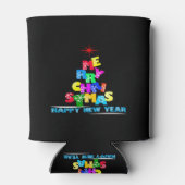 Gelukkig nieuwjaar met vrolijk kerstfeest blikjeskoeler (Achterkant)