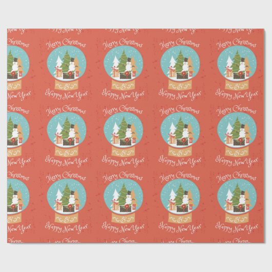 Gelukkig nieuwjaar met vrolijk kerstfeest cadeaupapier (Vlak)