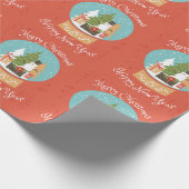 Gelukkig nieuwjaar met vrolijk kerstfeest cadeaupapier (Hoek)