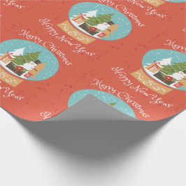 Gelukkig nieuwjaar met vrolijk kerstfeest cadeaupapier