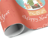 Gelukkig nieuwjaar met vrolijk kerstfeest cadeaupapier (Rol Hoek)