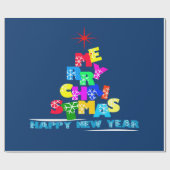 Gelukkig nieuwjaar met vrolijk kerstfeest cadeaupapier (Vlak)