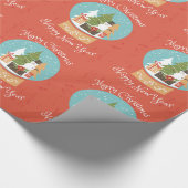 Gelukkig nieuwjaar met vrolijk kerstfeest cadeaupapier (Hoek)