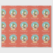 Gelukkig nieuwjaar met vrolijk kerstfeest cadeaupapier (Vlak)