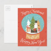 Gelukkig nieuwjaar met vrolijk kerstfeest feestdagenkaart (Voorkant / Achterkant)
